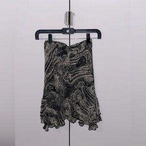 Vintage MNG EU Ruffled Paisley Midi/ Mini Skirt with Matching Belt